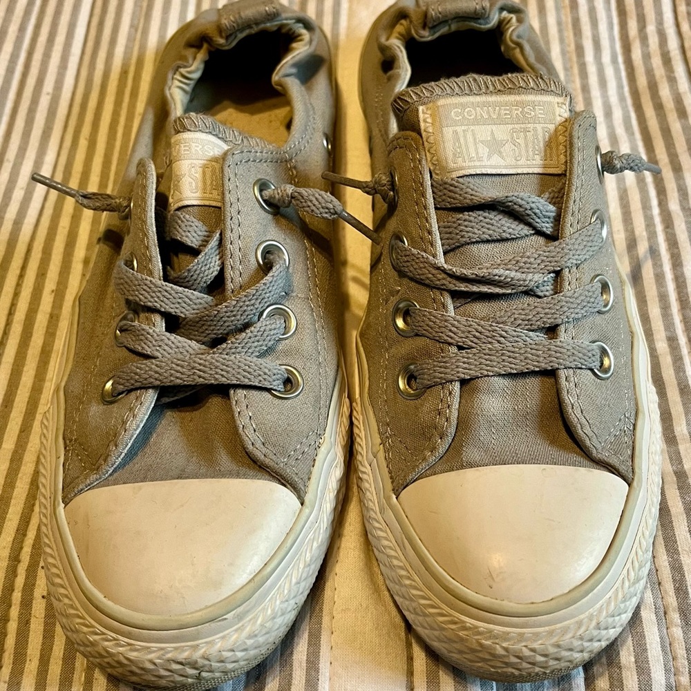Converse Gray Canvas Slip On’s
